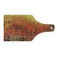 thumbnail image 1 of Burnt Orange Cutting Board, Modern Mosaic Art Texture with Small Frames and Lines Fall Illustration, Tempered Glass Cutting and Serving Board, Wine Bottle Shape, Orange Yellow, by Ambesonne, 1 of 1