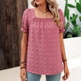 thumbnail image 2 of Hauts pour Femmes Chic Décontracté Chemise Blouse à Encolure Carrée Smockée Manches Courtes Élastiques Hauts d'Été pour Femmes Tunique, 2 of 6