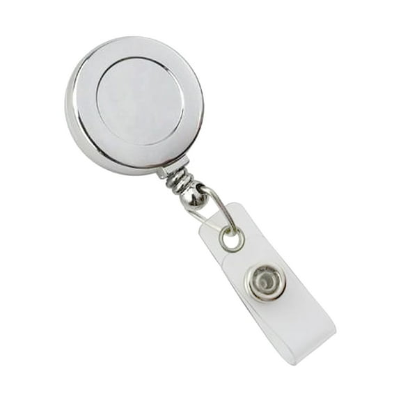 Retractable Badge Reel with Belt Clip - Shiny Metallic Bling Card Extender for Access Card or Key by Specialist ID (Silver)