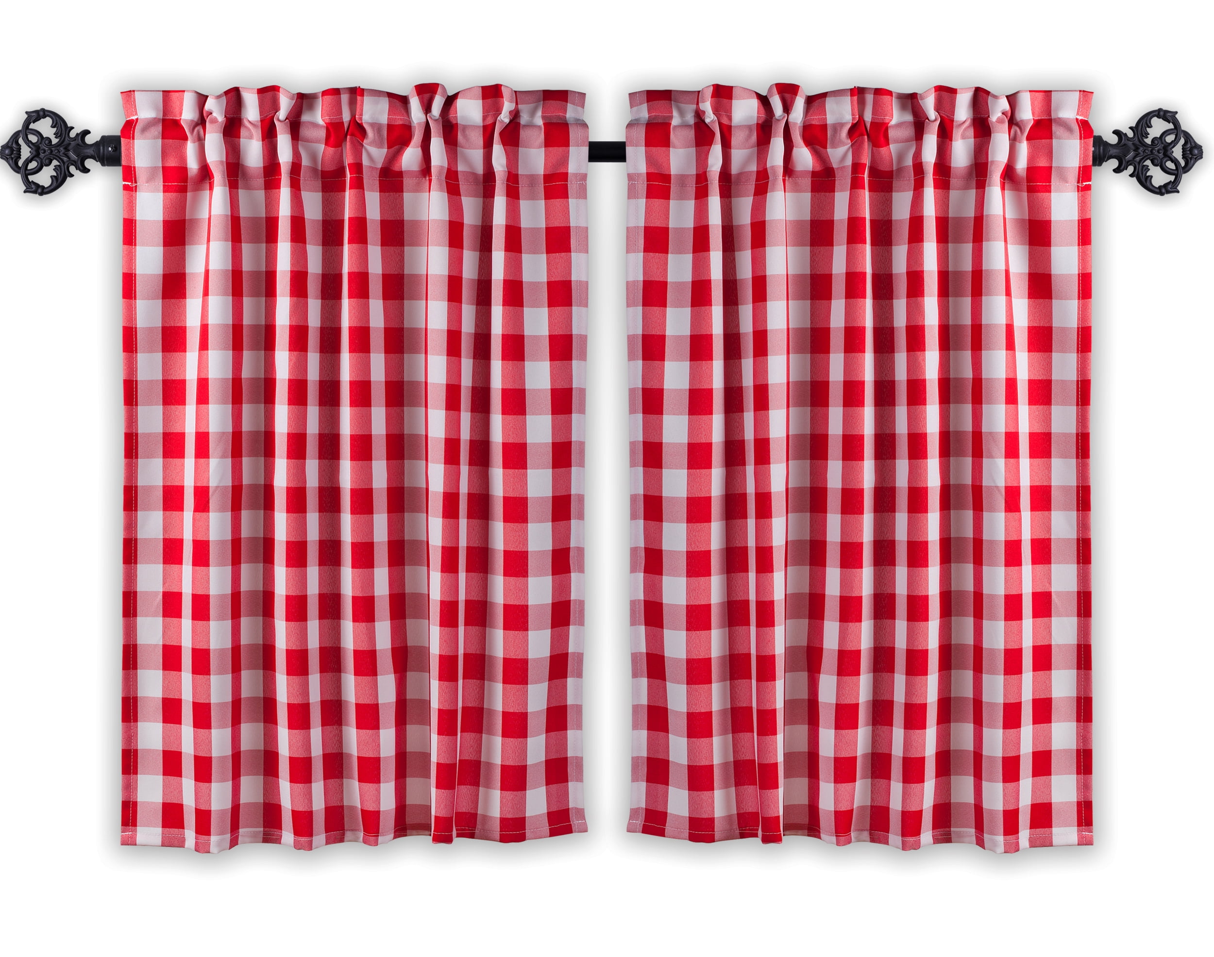 Aiking Home 2-Panels Rod Pocket Picnic Checkered Kitchen Curtain Valances 