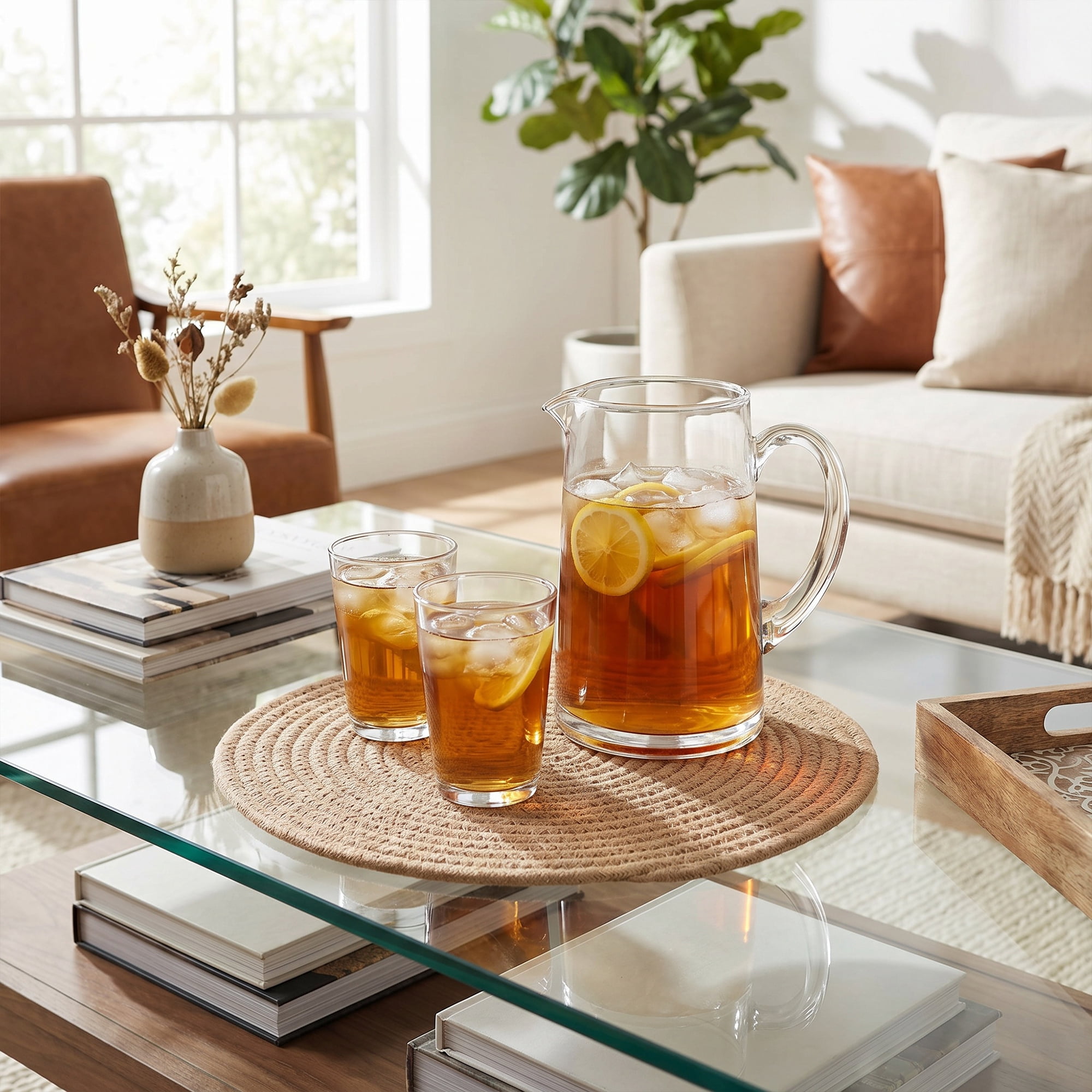 Unique Bargains Placemats Set of 4 Cotton Round Placemats for Dining Table Brown
