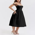 thumbnail image 3 of Femmes Été Sans Manches Couleur Unie Taille Haute Midi Robe de Cami, 3 of 7