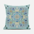 thumbnail image 5 of Amrita Sen Designs  20 x 20 in. Paisley Leaf Geo Duo Broadcloth Indoor & Outdoor Blown & Closed Pillow - Light Grey, Blue & Yellow, 5 of 6