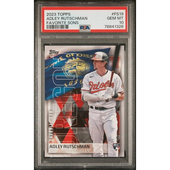 Graded 2023 Topps Adley Rutschman #FS19 Favorite Sons Rookie RC Baseball Card PSA 10 Gem Mint