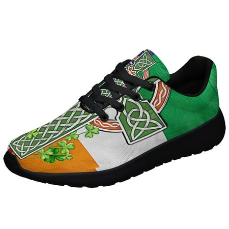 

Irish Celtic Knot Cross Irish and American flag Shoes Sneakers Black Size 10