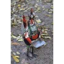 De Kulture Works Iron Rooster With Tray Decorative Collectible Figurine Showpiece Decoration