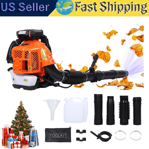 Floseru 80CC Backpack Leaf Blower – Gas Powered 4.8HP 2-Stroke 900CFM 206MPH High Airflow, Ergonomic Design, Low Vibration, and Cruise Control, Leaf Blower for Lawn Care