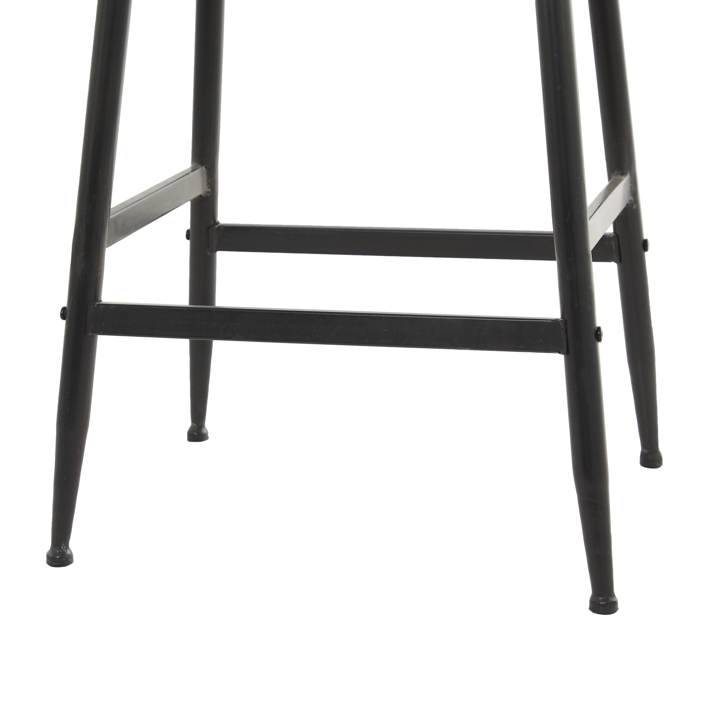 DecMode 18" x 25" Black Metal Counter Stool with Brown Wood Top, 1-Piece