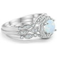 thumbnail image 2 of Gems Jewels 925 Sterling Silver 2.45 Ct Round Cut Fire Opal Wedding Engagement Thanksgiving Christmas Bridal Ring Set 14K White Gold Plated For Women's -4, 2 of 3