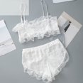 thumbnail image 3 of Gibobby Pijamas mujer calientitas Pijama de encaje floral transparente sexy Conjunto de lencería de cintura alta Sujetador y panty de 2 piezas(Blanco,M), 3 of 5