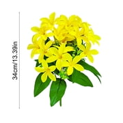 JeashCHAT 18 Heads Artificial Lily Flowers Bouquet Fake Silk Lilies Flowers 13.39inch Tall Lilies with Stems for Home Office Vase Decor Table Centerpiece, Cemetery Flowers, Yellow