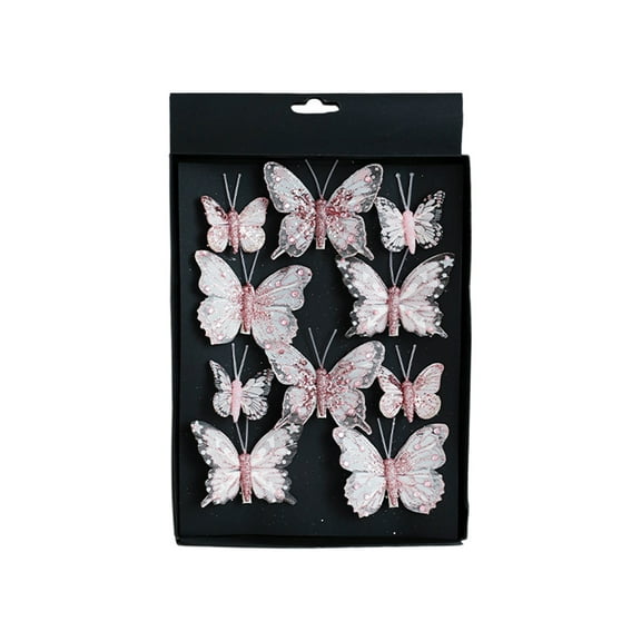 ChicYu Christmas Decoration Butterflies Clips 10 Pieces Set 3D Butterflies Clips Suitable for Party and Christmas Tree Ornaments