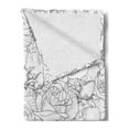 thumbnail image 2 of Floral Soft Flannel Fleece Throw Blanket, Botanical Artwork of Hand Drawn Elements Petals Garden Art Layout, Cozy Plush for Indoor and Outdoor Use, 60" x 80", Dark Grey and White, by Ambesonne, 2 of 5