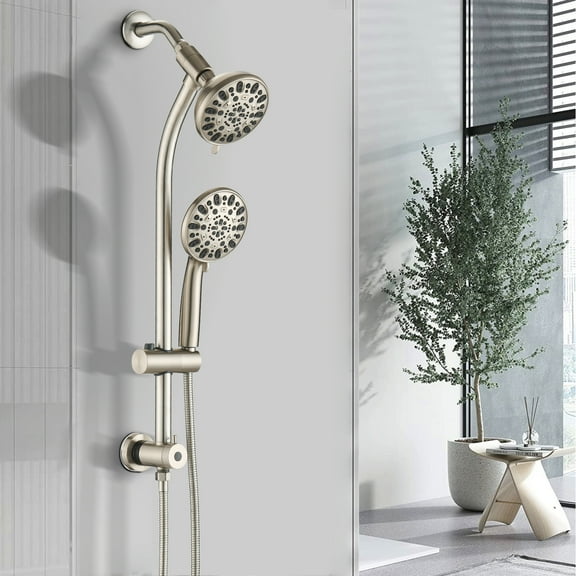 PROOX Drill-Free Rain Shower Handheld Showerhead Combo with Stainless Steel Slide Bar