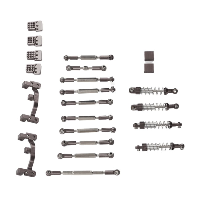 RC Car Pull Rod Kit, Aluminum Alloy Shocks Absorber and Tie Rods with Bracket Components for WPL C24 C14 C14K C24K RC Vehicle