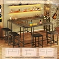 thumbnail image 4 of Bar Table and Chairs Set for 2-4, 63'' Convertible L-Shaped Kitchen Table with Power Outlets, 3 Piece Counter Height Small Dining Table with 2 Stools, Space Saving, Breakfast Nook Corner, Grey Oak, 4 of 16