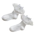 thumbnail image 3 of Calcetines con volantes y ojales para niñas pequeñas, calcetines de algodón estilo princesa de encaje con volantes y puños blancos de malla bonita S para 1-3 años, 3 of 5