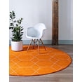 thumbnail image 2 of Unique Loom 3146697 8 x 8 ft. Geometric Trellis Frieze Round Rug, Orange, 2 of 4