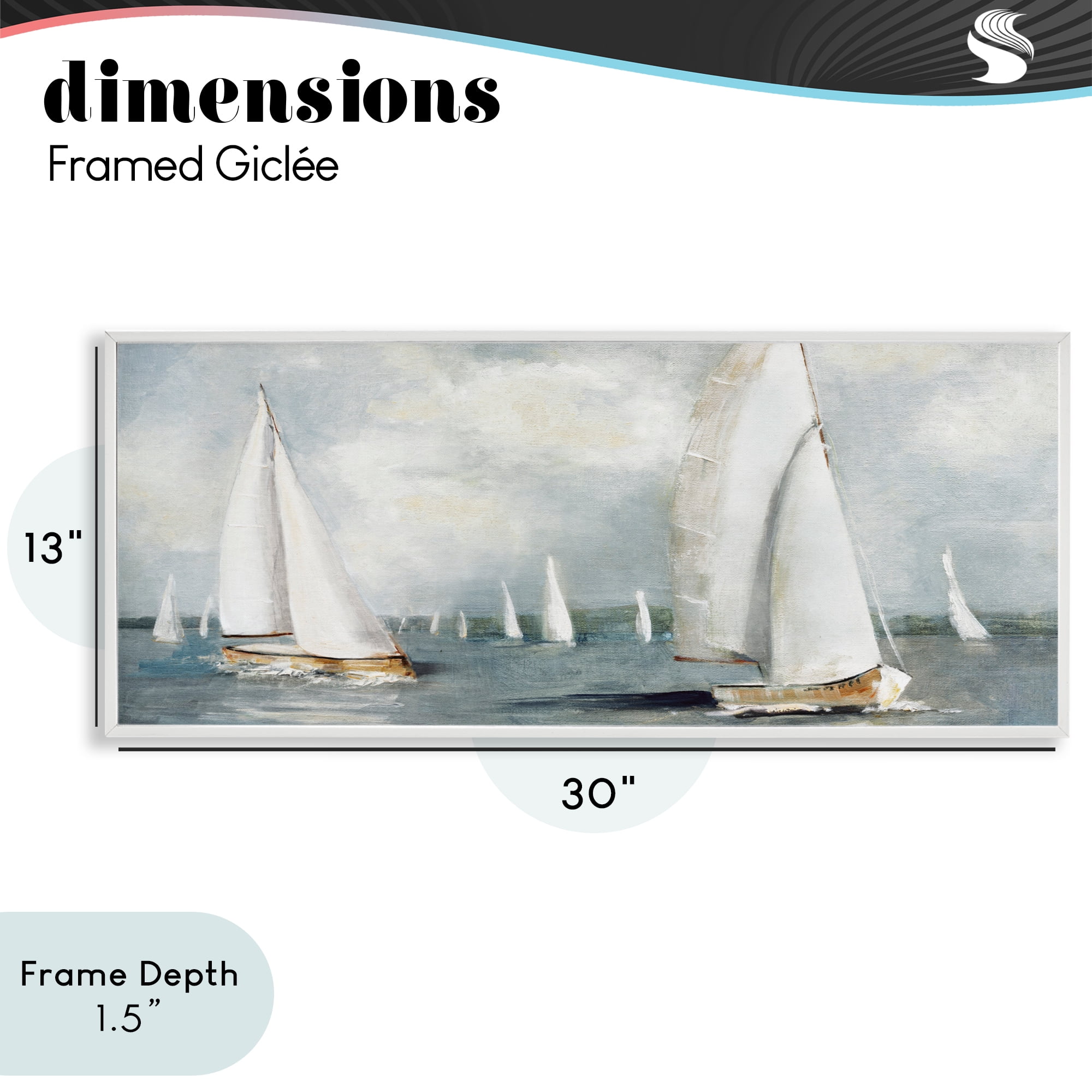 Stupell Industries Windy Sailboat Fleet White Framed Giclee Art, design by Sally Swatland