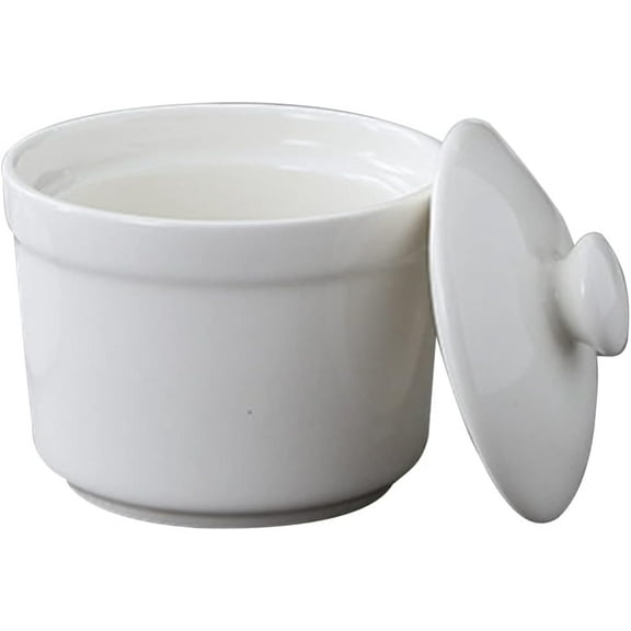 Custard Cups Ceramic Stew Pot with Lid Steam Soup Bowl Steaming Cup Stockpot Cooking Pot Earthen Casserole Pot for Home Kitchen Egg Custard Medicinal Birds 420ml Oven Safe Soup Bowls