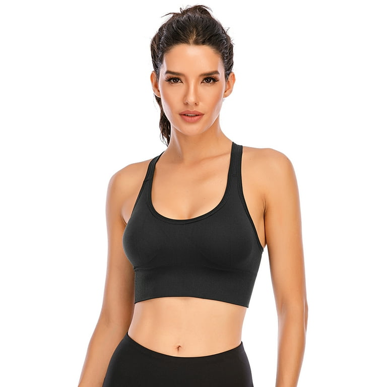 FRAUTAG Sports Bras, Comfort Bras for Women, Seamless, Wireless, Sleep Yoga  Bras with Removable Pads (Medium, 2 Pack - Black) at  Women's  Clothing store