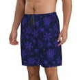 thumbnail image 2 of Rocae purple flower Snowflake for Men's Beach Shorts Casual Elastic Waist Drawstring Summer Beach Shorts,S-3XL-3X-Large, 2 of 6
