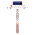 thumbnail image 3 of 2.62 ct Emerald Cut Simulated Blue Sapphire with Simulated Diamond Halo Accents 18K Rose/White Gold Womens Engagement Ring, 3 of 5