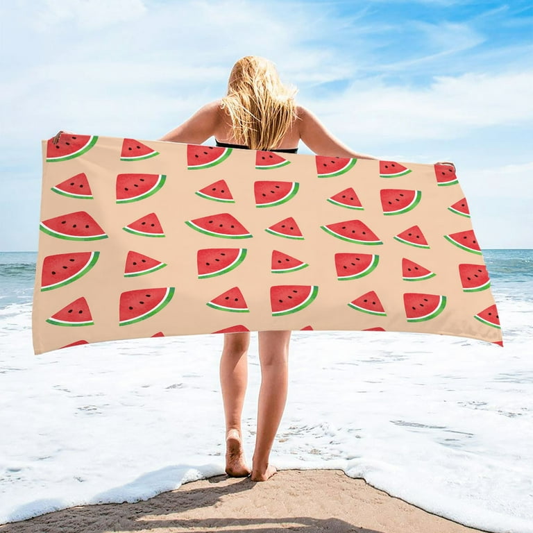 Realhomelove Watermelon Oversized Beach Towel for Adults Kids, Microfiber Quick Dry Kids Beach Towels, Absorbent Sand Free Pool Towels Blanket for