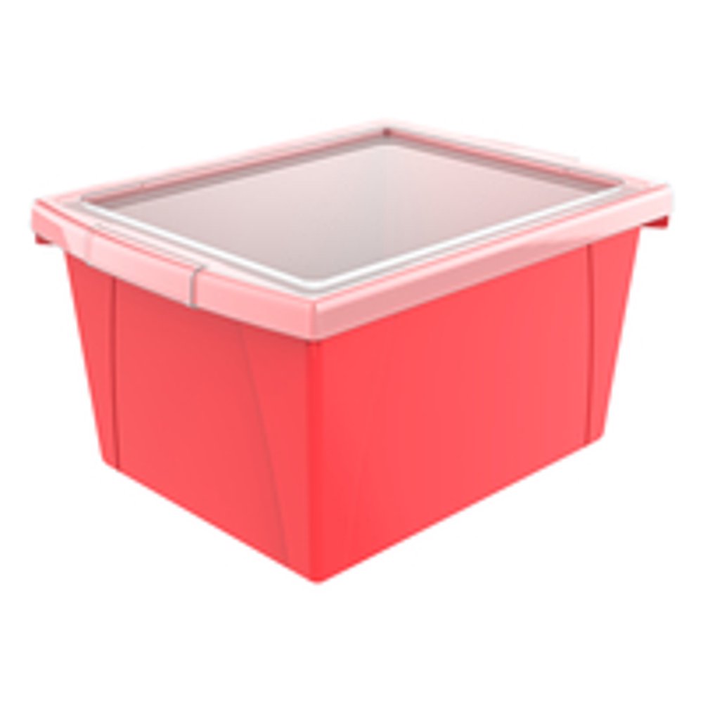 Storex Classroom Storage Bin with Lid, 4 Gallon, 135/8 x 111/4 x 77/8 Inches, Red Walmart