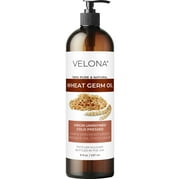 Wheat Germ Oil USP Grade by Velona - 8 oz | 100% Pure and Natural Carrier Oil | Unrefined, Cold Pressed | Cooking, Face, Hair, Body & Skin Care | Use Today - Enjoy Result