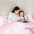 thumbnail image 4 of Manfei Initial Alphabet J Pattern Twin Comforter Sets,Linear Geometric Print Bedding Set,Pink Reversible,2-Piece,1 Comforter and 1 Pillowcase, 4 of 7