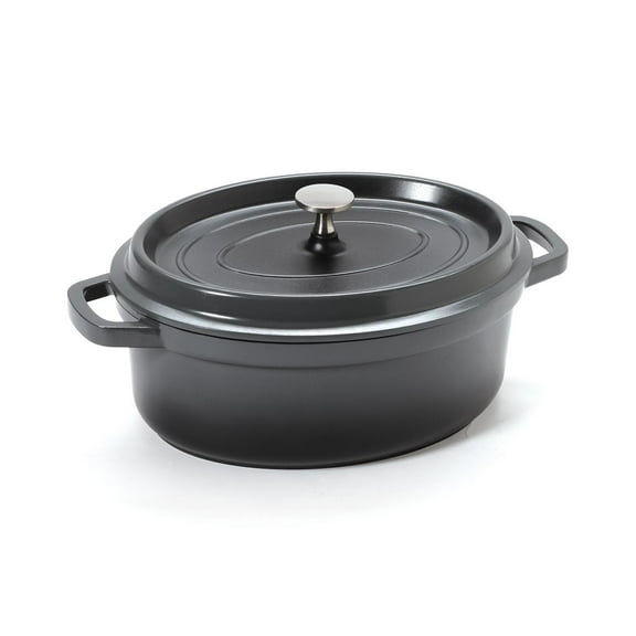 Heiss® Energy-Efficient Cast Aluminum Dutch Oven, 3.5 Quart, Oval, Gray
