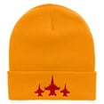 thumbnail image 5 of Three Jets Embroidered 12 Inch Long Knitted Beanie - Yellow OSFM, 5 of 5