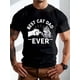 thumbnail image 1 of Best Cat Dad Ever" Graphic for Men - Breathable Polyester, Casual Round Neck T-Shirt for Summer Tee For Adult, Men, Women, Teen, Teenager, Adolescent,Youth, 1 of 6
