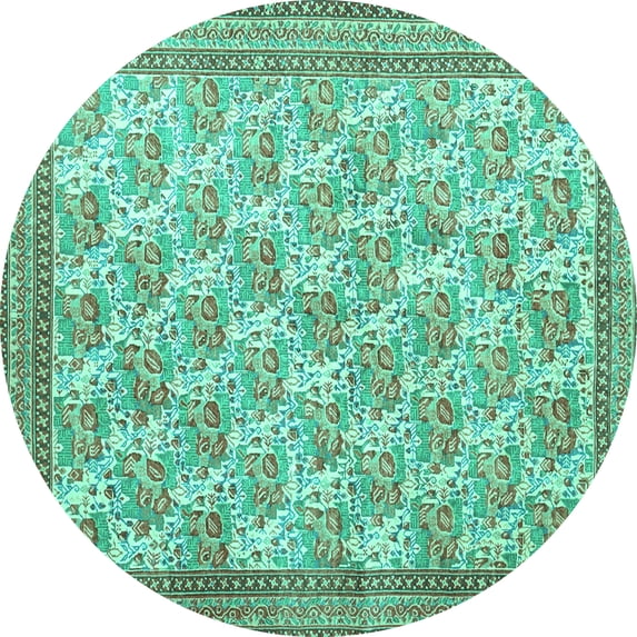 Ahgly Company Indoor Round Persian Turquoise Blue Traditional Area Rugs, 8' Round