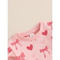 thumbnail image 6 of Toddler Baby Girl Valentines Day Outfit Bow Heart Print Ruffle Long Sleeve Sweatshirts Tops and Pants Spring Clothes Set, 6 of 8