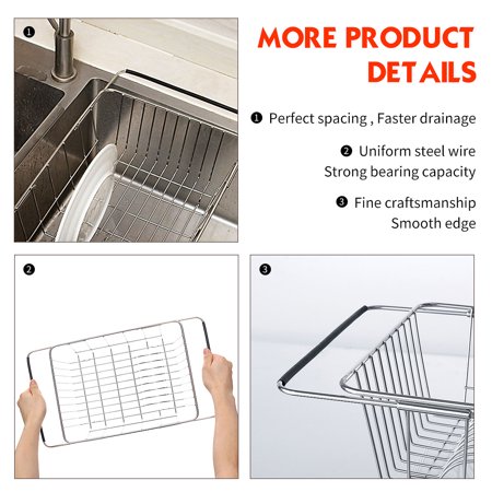 Stainless Steel Adjustable Dish Drying Rack Dish Drainer Storage