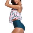 thumbnail image 4 of DPTALR Women Two Piece Plus Size Sexy Backless High Neck Halter Floral Printed Set, 4 of 9