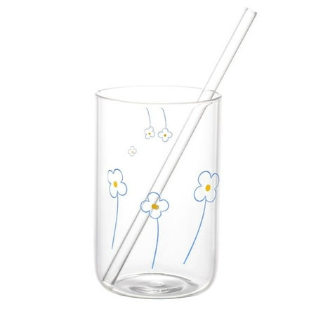 

Christmas Printed Glass Cup Heat Resistant Tea Beer Milk Lemon Juice Cup with Straws Juice Breakfast Drink Mug Home Drinkware