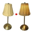 thumbnail image 5 of qILAKOG Boho Rattan Table Lamp, Wicker Desk Lamp Rechargeable Cordless Battery Lamp with 3-Color Dimmable Light & Touch Control Portable Bamboo Night Light for Bedroom, Living Room, 5 of 7
