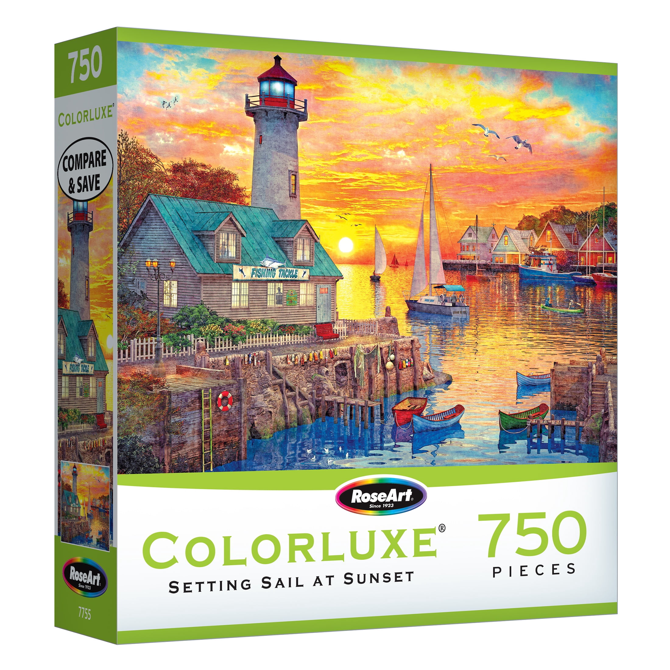RoseArt Colorluxe 750-Piece Setting Sail at Sunset Adult Interlocking Jigsaw Puzzle