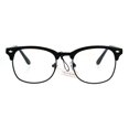 thumbnail image 2 of Mens Classic Horned Half Rim Hipster Nerdy Retro Eye Glasses All Black, 2 of 3