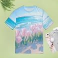 thumbnail image 4 of Vibe Blooming Tulips Women's Short Sleeve Tops Casual Blouses T Shirt, 4 of 6