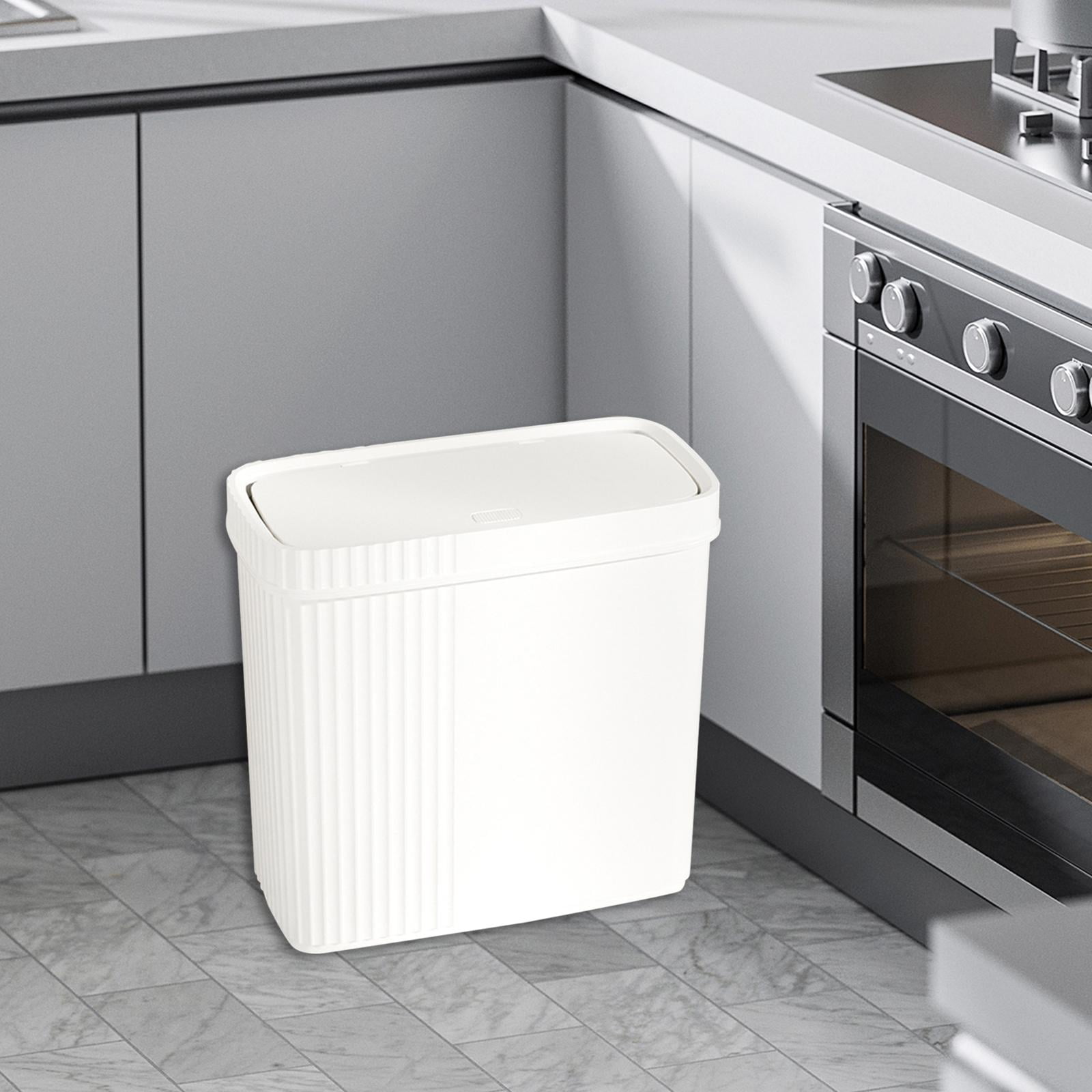 Baoblaze Slim Narrow Bathroom Trash Can Multipurpose for Apartments, Condos Waste Bin White