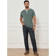 thumbnail image 2 of DARING DIVA Men's Henley V-Neck Colorblock Button Down Short Sleeve T-Shirt 2XL Green, 2 of 7
