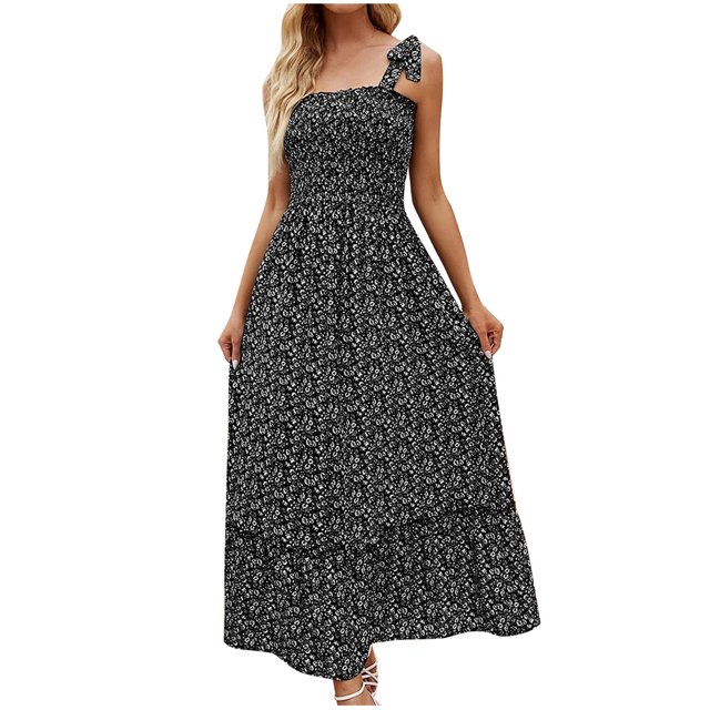 Vestidos Para Mujer Vestidos Midi Trendy Casual Print Camis Sin Mangas Vendaje Chaleco Vestido Largo Odeerbi ODB162482