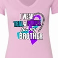 thumbnail image 4 of Inktastic Suicide Prevention I Wear Teal and Purple for My Brother Women's V-Neck T-Shirt, 4 of 5