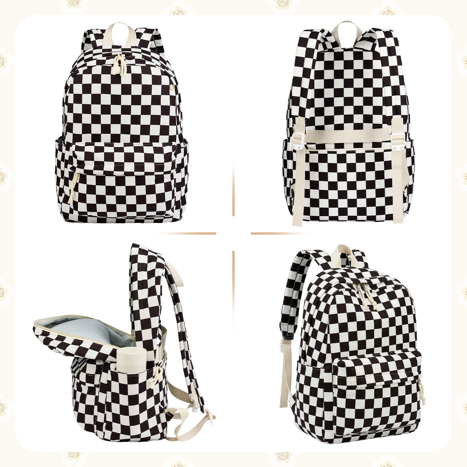 DAKIMOE School Backpack for Kids Teens Girls Cute Girlish Middle High School Bookbag Large Capacity Lightweight Daypack for College Students Black
