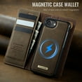thumbnail image 3 of ELEHOLD Magnetic Detachable Wallet Case for iPhone 16e, Shockproof Faux Leather Stand RFID Card Slots Detachable Mag-Safe Magnetic Case Cover,Removable Back Shell,Coffee, 3 of 12