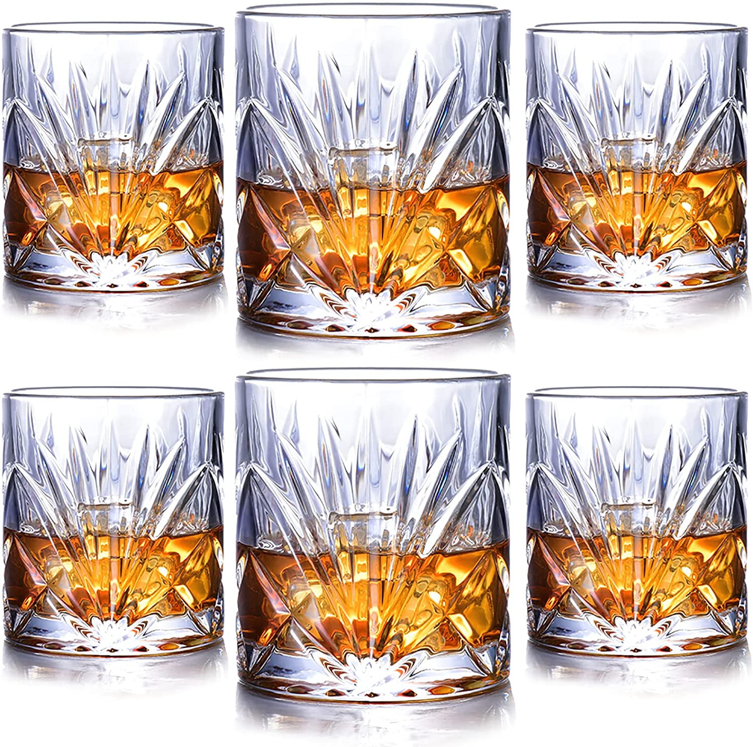 Set Of 4 Hand-Blown 9 Oz Old Fashioned Whiskey Glasses - Classic Clear Rocks Glasses